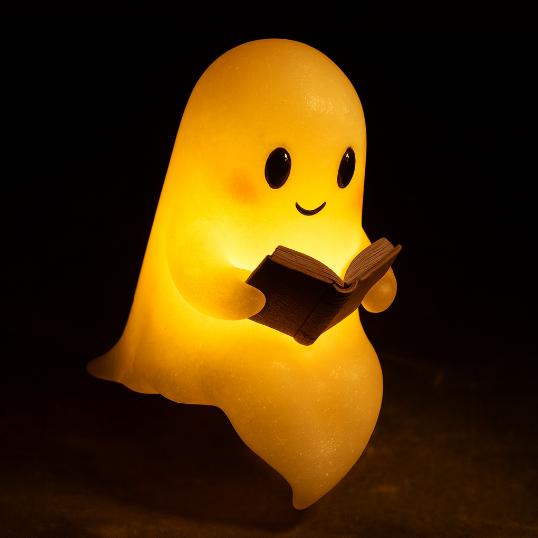 My Store NachtGeist small ghost lamp emitting warm light and gentle glow, perfect for cozy home decor and night lighting.
