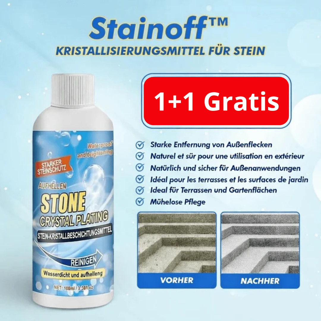 My Store Stainoff™ stone stain remover cleaner in a spray bottle, designed for easy, thorough cleaning of stone surfaces.