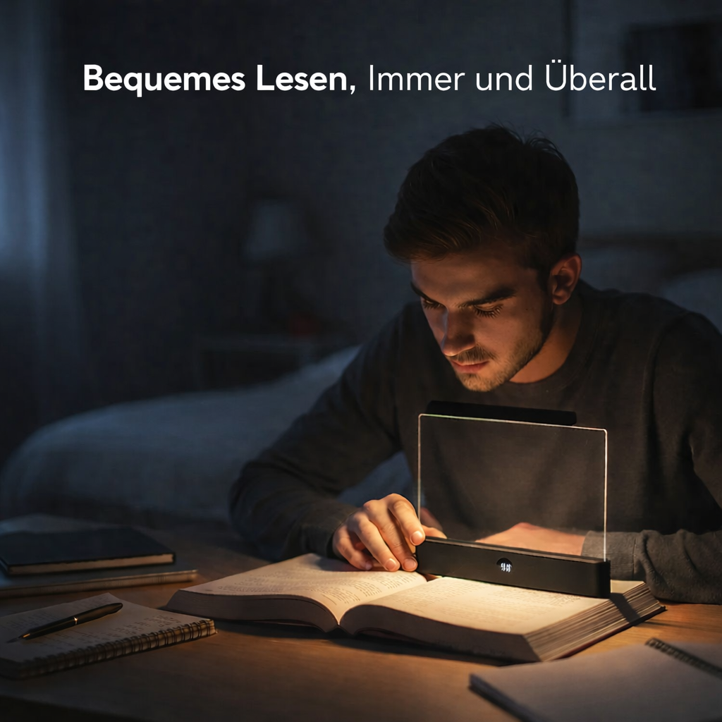 My Store LumaLeaf™ reading lamp providing comfortable, eye-friendly lighting for stress-free reading anywhere.