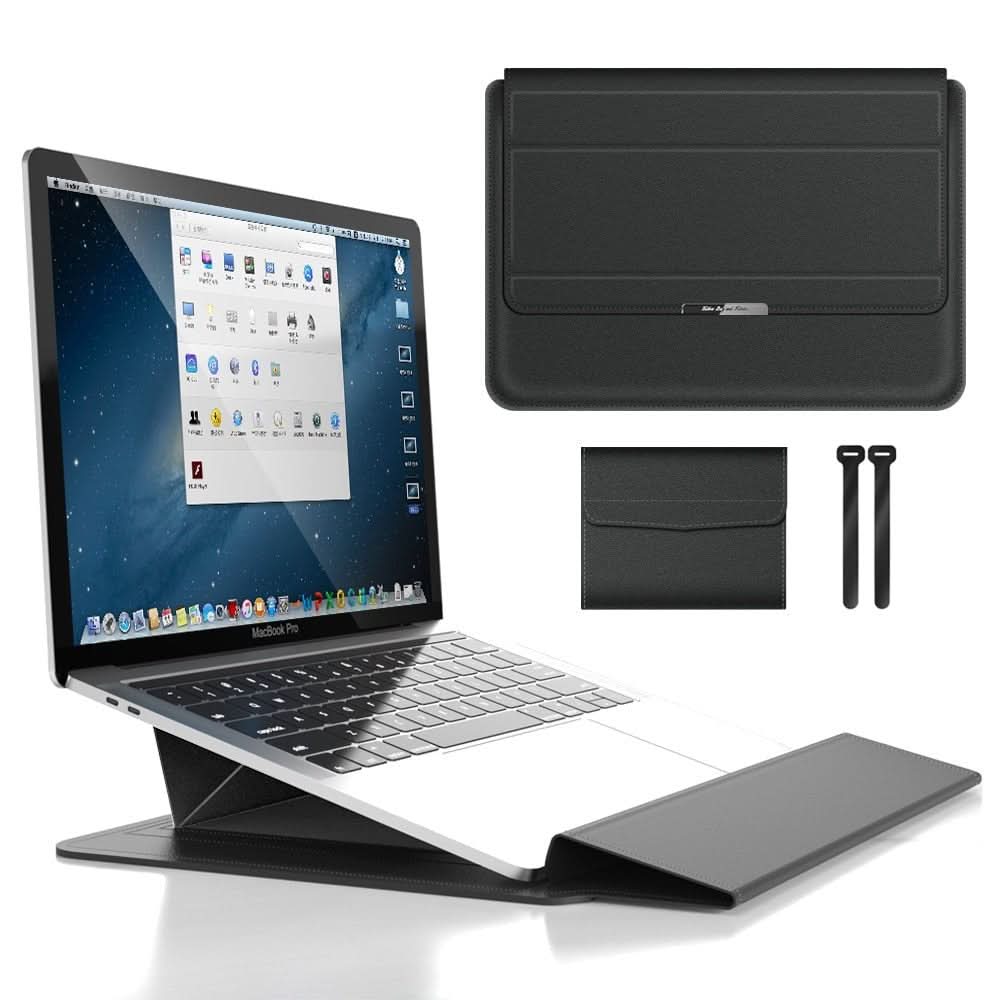 FlexiGuard waterproof laptop sleeve with stand function and shock protection, designed for secure and versatile device protection.