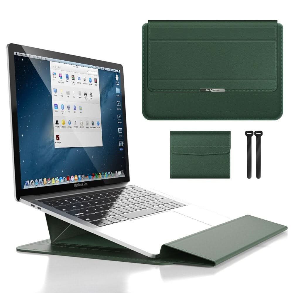 FlexiGuard waterproof laptop sleeve with stand function and shock protection, designed for durable device safety.